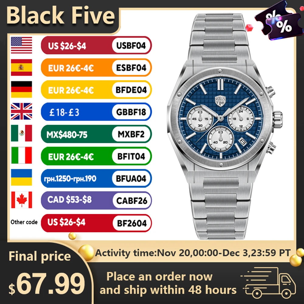 

Men's watches 2025 new Rollstimi luxury retro Quartz watches men's Sapphire Crystal vk63 movement stainless steel men's watches