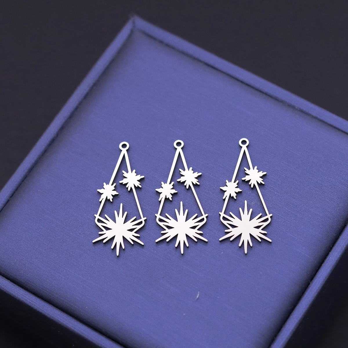 3pcs Burst Star Charms Stainless Steel Hollow Starburst Pendant for DIY Jewelry Making Necklace Earrings Supplies Wholesale