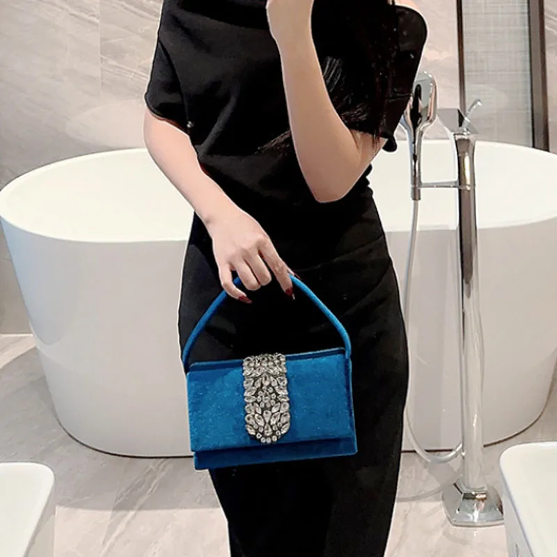 Luxury Diamond Women Handbag New Silk Small Square Bag Women Evening Bag Silk Crossbody Bag