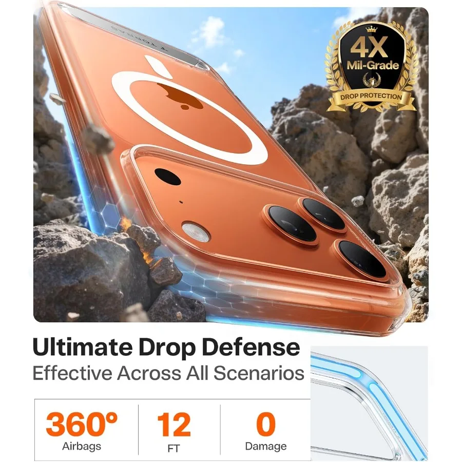 Robusto supporto magnetico senza cuciture per custodia per iPhone 17 Pro adatta per il controllo della fotocamera con protezione di grado militare MagSafe