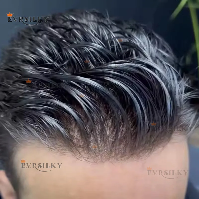 

Черный, коричневый, мужской парик, серый 1B40, человеческие волосы, супер прочный силиконовый протез из кожи, натуральные волосы, мужские шиньоны