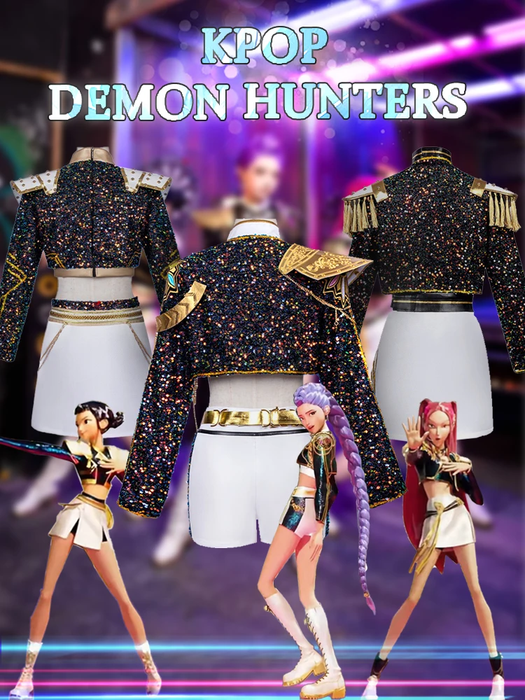 K-Pop Demon Hunters Rumi Zoey Mira Stage Performance Outfit Costume Cosplay con parrucca Ruolo Playi Suit per la festa di Halloween