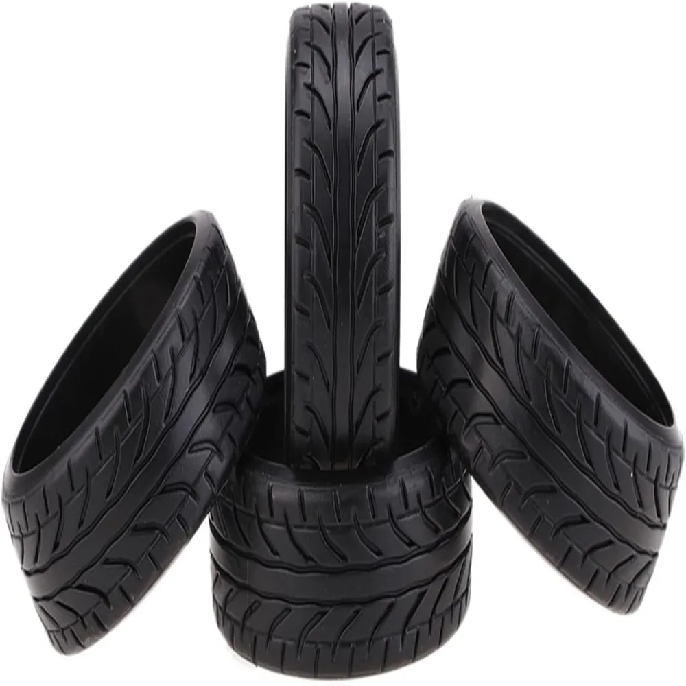 4 Pcs Easy Install 1/10 Scale RC Car Tires Plastic Hard Textured Surface Grain Drift Wheels Replacement Part Racing Enthusiasts