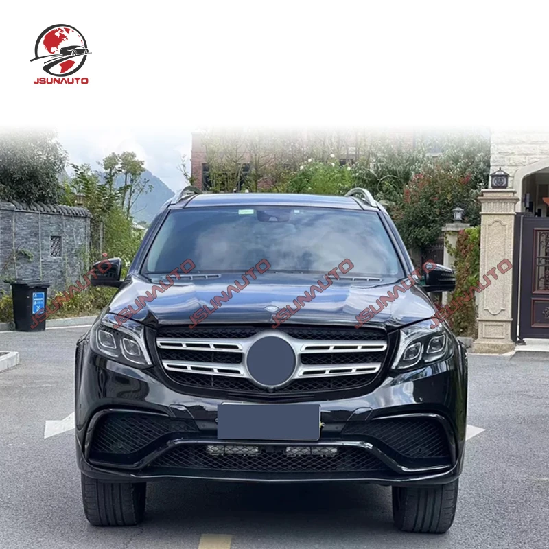 المصابيح الأمامية المصد الأمامي ، غطاء محرك السيارة ، مصابيح الذيل المصد الخلفي ، مجموعة مجددة لـ 13-15 GL63 GL500 ، GL إلى GLS63 تحويل النمط ، X166