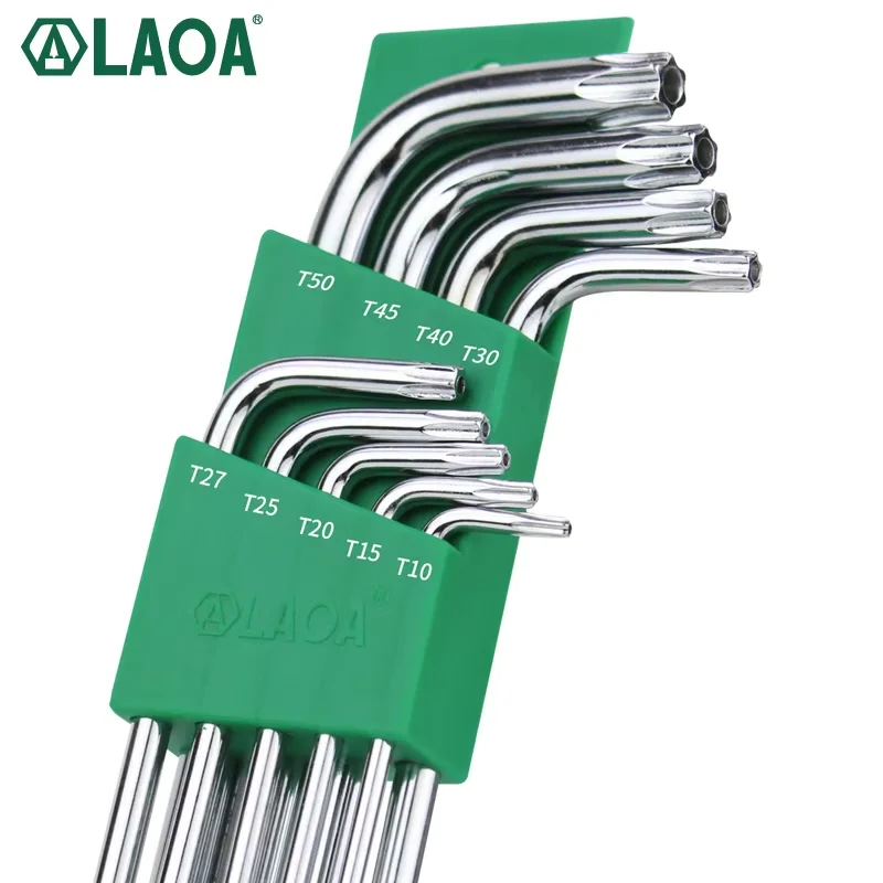 LAOA Inner Spline Allen Key with Middle Hole Wrench Set Torx Screwdriver Handtool Star Wrench 9pcs/Set