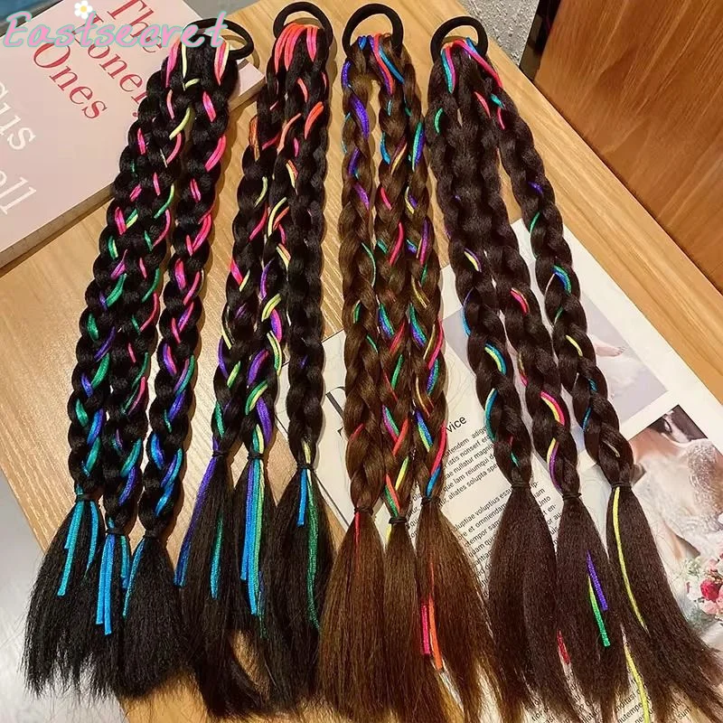 Synthesis Horsetail Extension Girls Rubber Bands Hair Extensions Colorful rope dyeing Accessories Synthetic Faux Braid Wigs