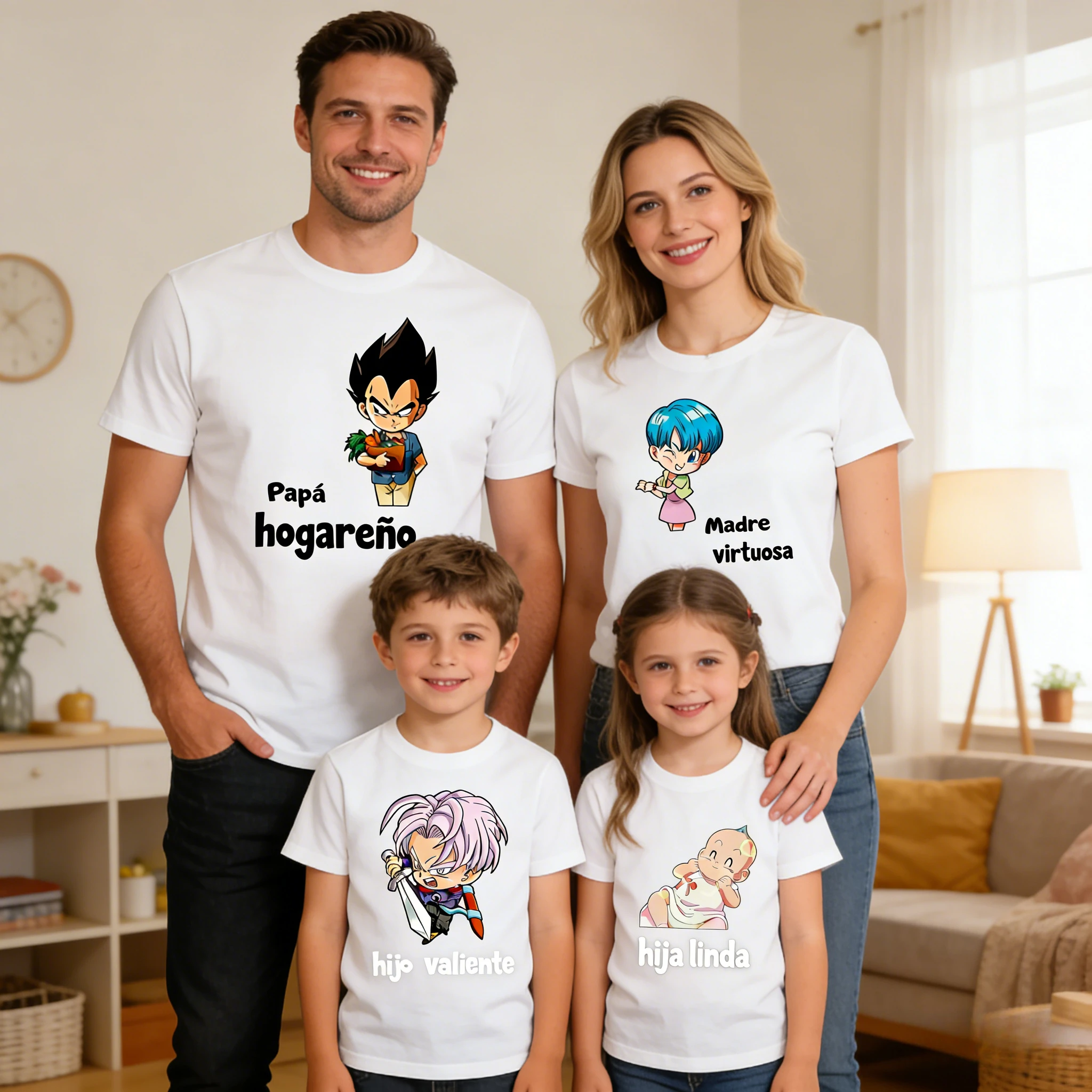 Camiseta Retro de Anime Dragon Ball Verano 2026, Conjunto Familiar Vegeta Bulma Trunks Bulla, Camiseta Deportiva Casual Holgada con Diseño Familiar