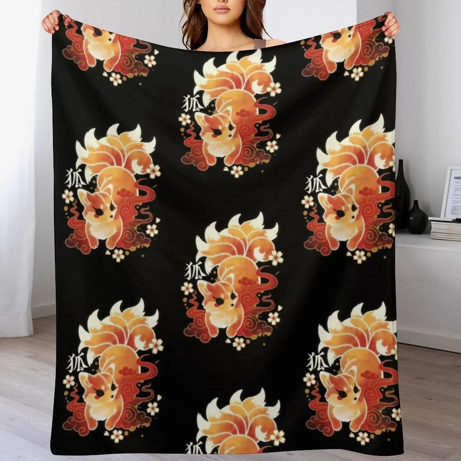 

Kitsune kawaii Throw Blanket Nap Luxury Brand Single Soft Plaid Blankets
