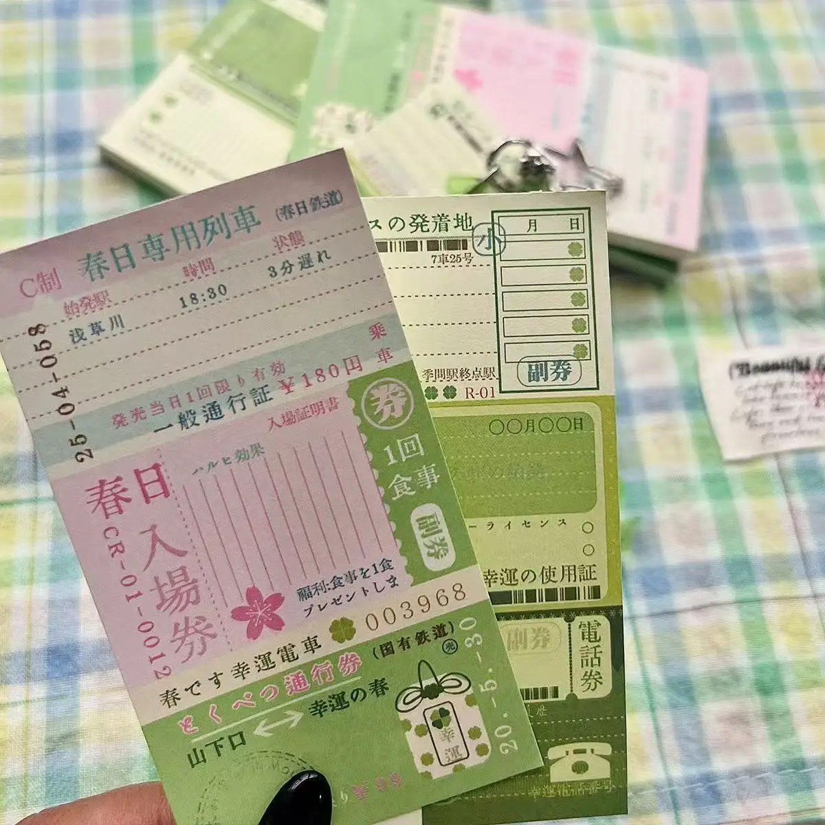 40PC Cute Four-leaf Clover Japanese Ancient Handbook Material Paper Note Cute Cartoon Pattern Note Handbook Decoration Cute Gift