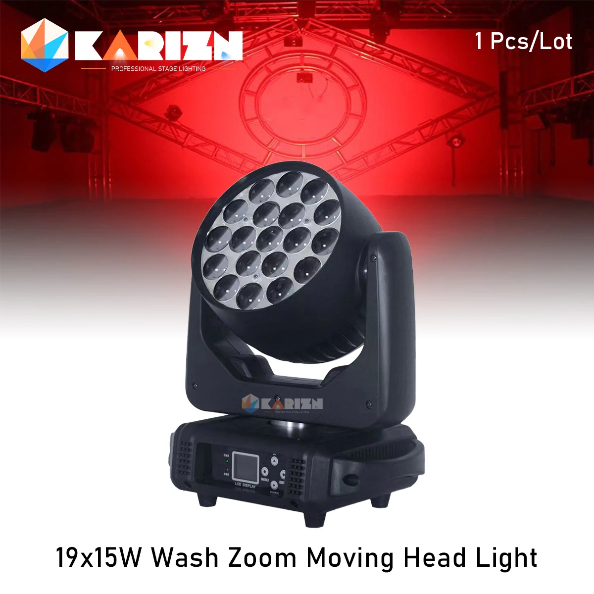 0 Tax 1Pcs 19x15W Led Moving Head RGBW Beam Wash Zoom Moving Head Light DJ Stage Light Equipment Concert Productions