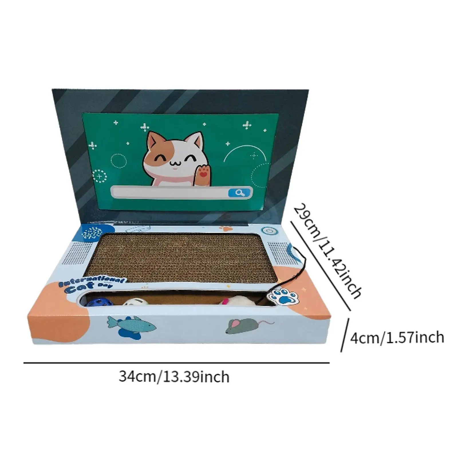 Cat Laptop Scratcher Cat Teaser and Ball Track Pad Toy Computer TV Scratcher Cat Scratching Board for Kitten Claw Indoor Cats