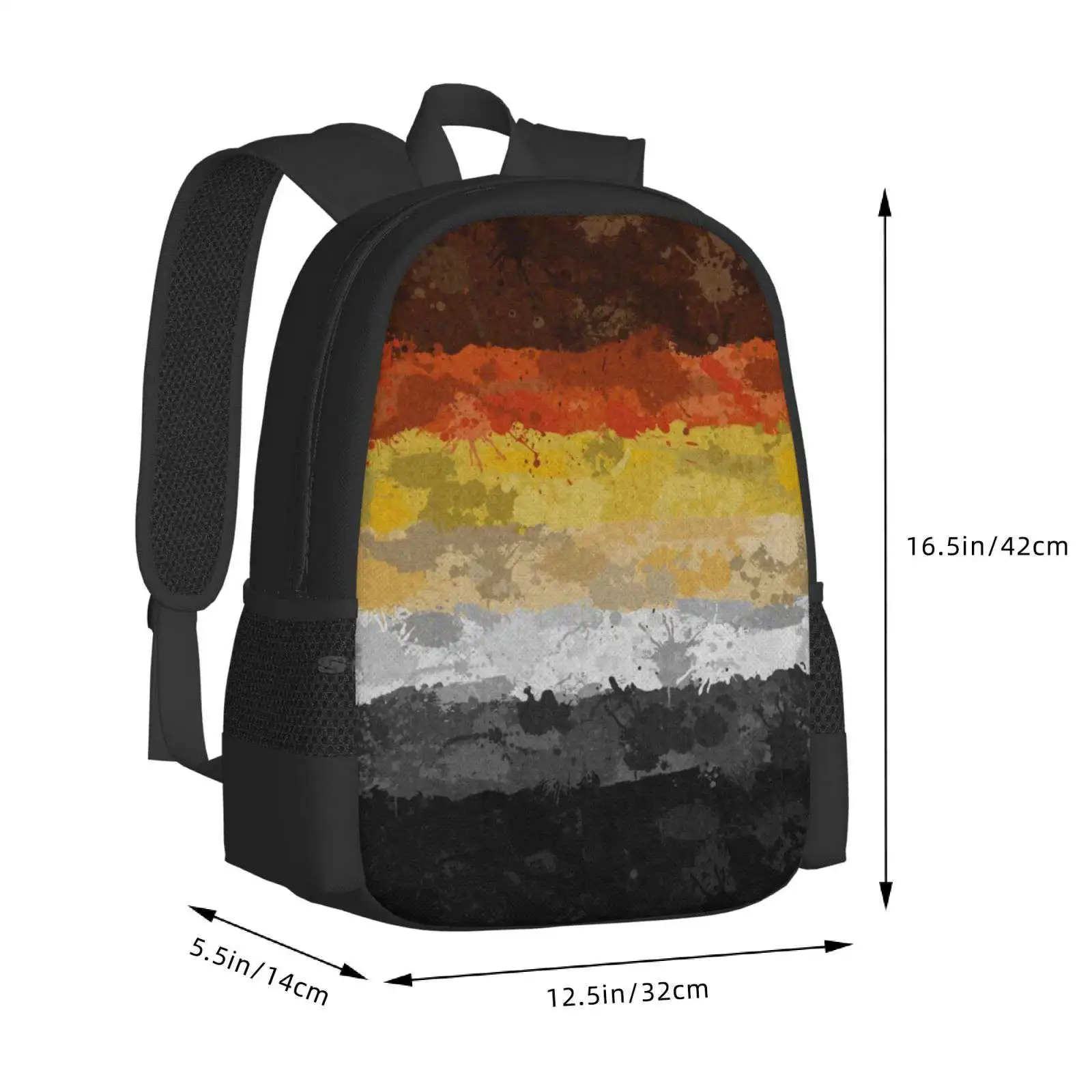 Bear Paint Splatter Flag Fashion Pattern Design Travel Laptop School zaino Bag Splatter Gay Bear Bear Pride Gay Pride Bear