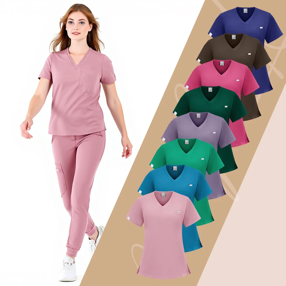 Moda médica feminina esfrega uniforme médico hospitalar roupas enfermeiras acessórios clínica dentária beleza spa salão de beleza conjuntos de roupas de trabalho
