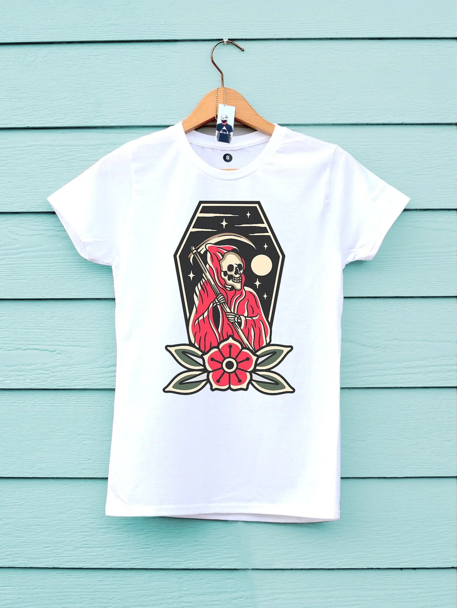 Reaper And Rose T Shirt Horror Skull Grim Aesthetic Print