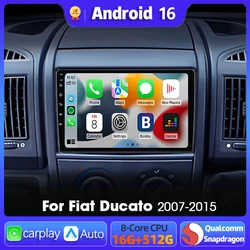 Android 16 Car Radio Carplay Auto GPS Navigation Multimedia Player For Fiat Ducato 2007 - 2015 video Stereo DVD 2 DIN Wifi+4G BT