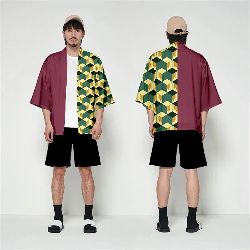 Anime Demon Slayer Kimetsu No Yaiba Haori Kimono Cosplay Kamado Nezuko abrigo camisa disfraces de Halloween para niños adultos