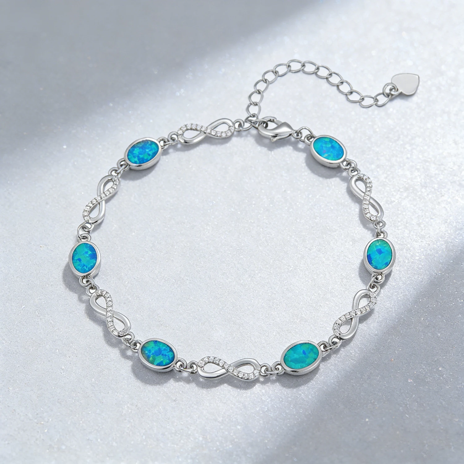 

Forever Love Blue Green Opal with Zirconia Infinity Bracelet,Perfect Gifts for Her on Valentine's Day Anniversary Mother's Day