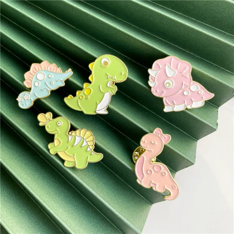 Cute Smile Dinosaur smalto spilla Cartoon Creative Bow Dragon Animal Badge abbigliamento per bambini spille da bavero regali gioielli