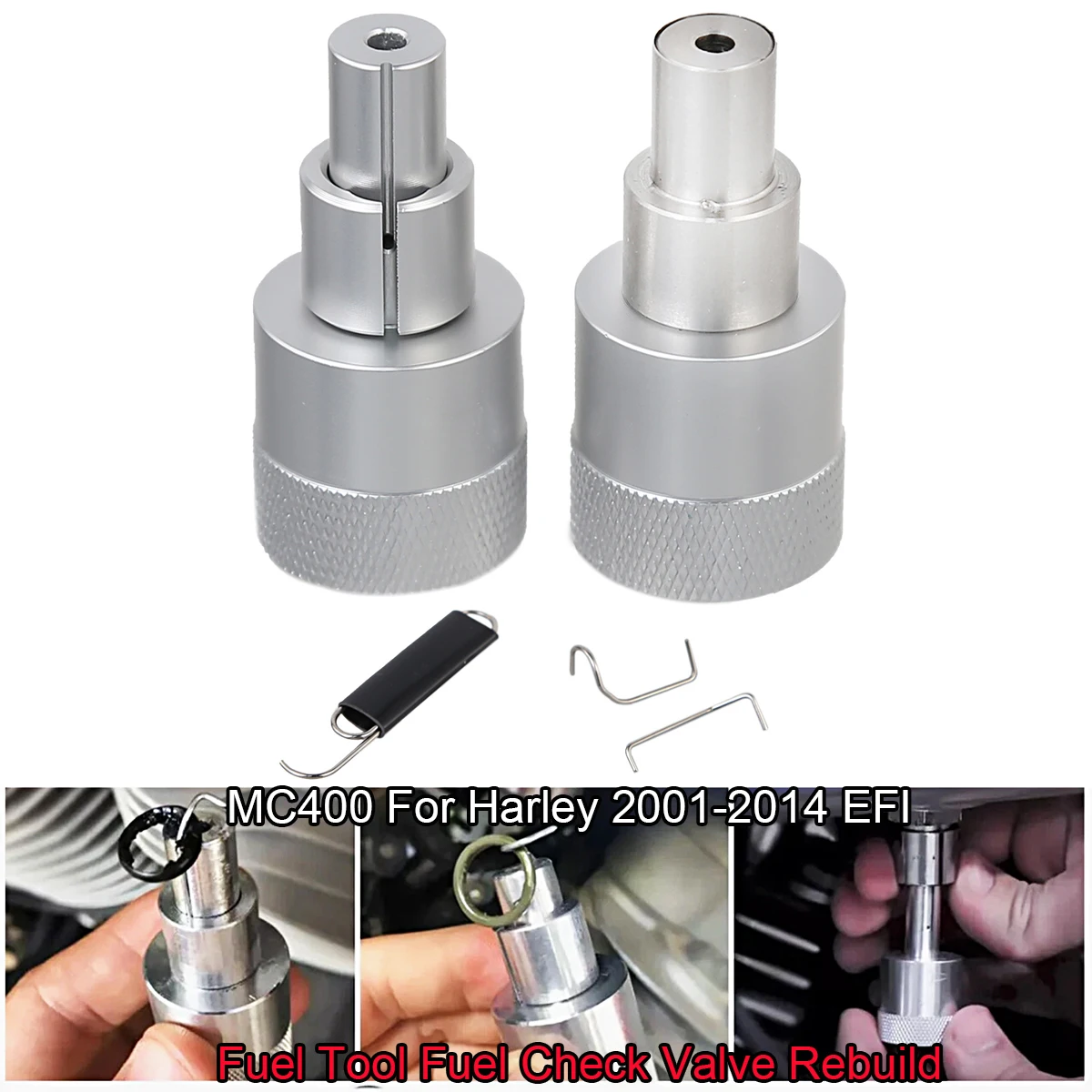 

MC-400 MC400 Топливный инструмент Обратный клапан Комплекты для ремонта топлива Аксессуары Серебристый для Harley 2001-2014 EFI