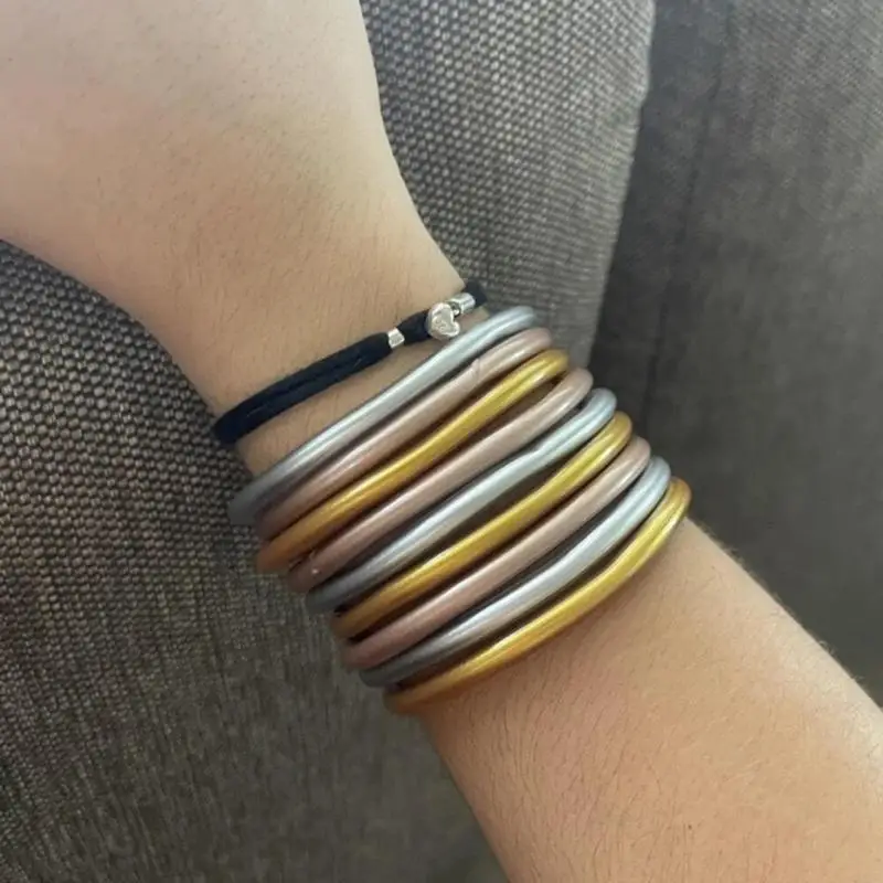 195C Gold Foil Filled Bracelet Silicone Wristbands Suitable for Ladies Girls Birthday Mother's Day Bride Wedding Party