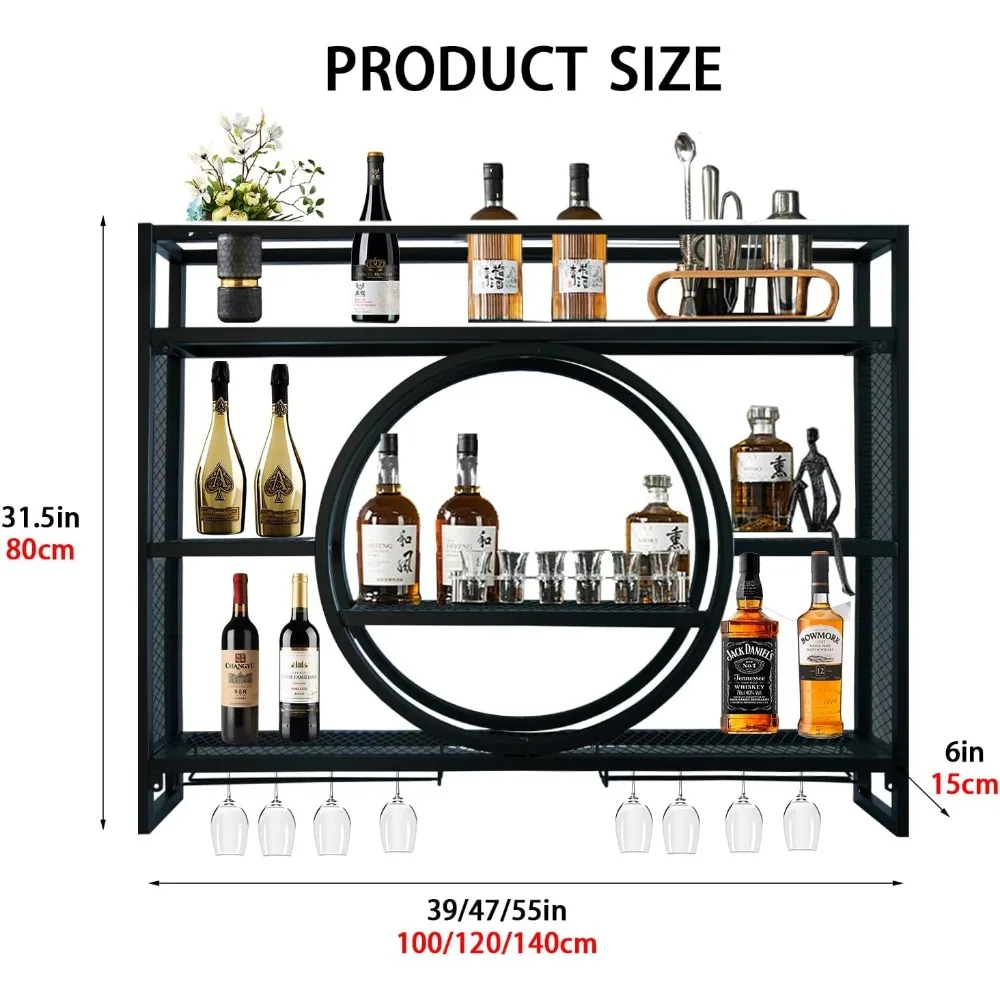 Настенная полка для вина, подвесной металлический круглый шкаф для вина, многофункциональная полка для хранения, полка для бутылок вина в винтажном стиле, wi