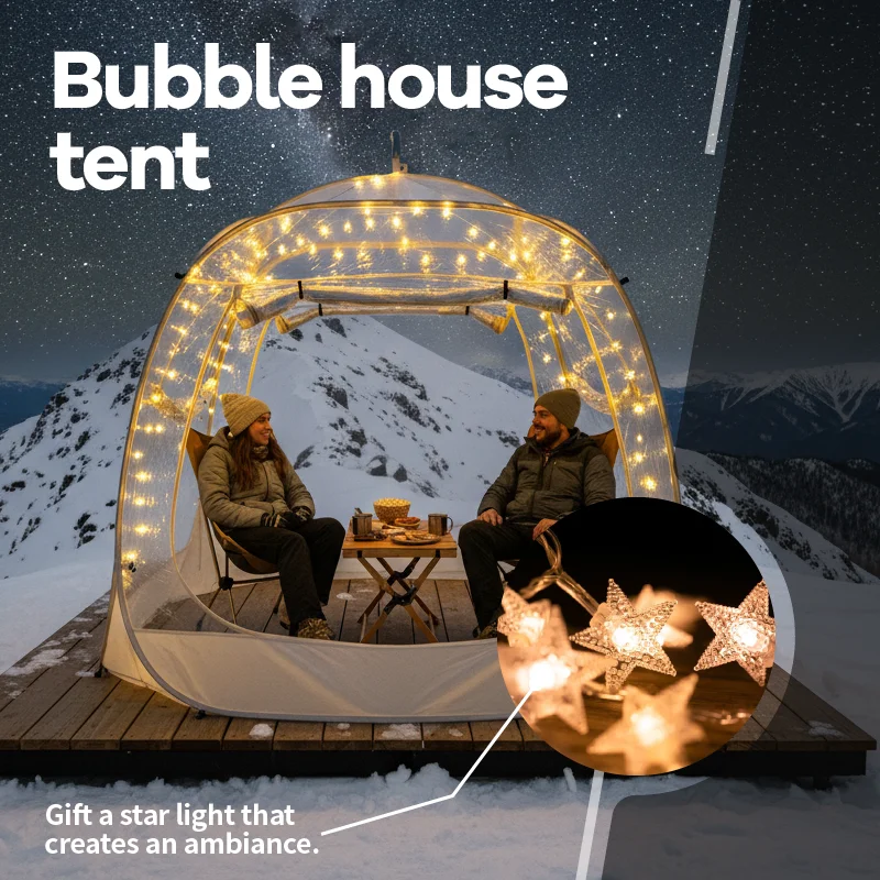 Quick-Set Bubble Tent Camping Pod Windproof Cold-Resistant PVC Material String Lights Nighttime Ambiance Outdoor Camping Shelter