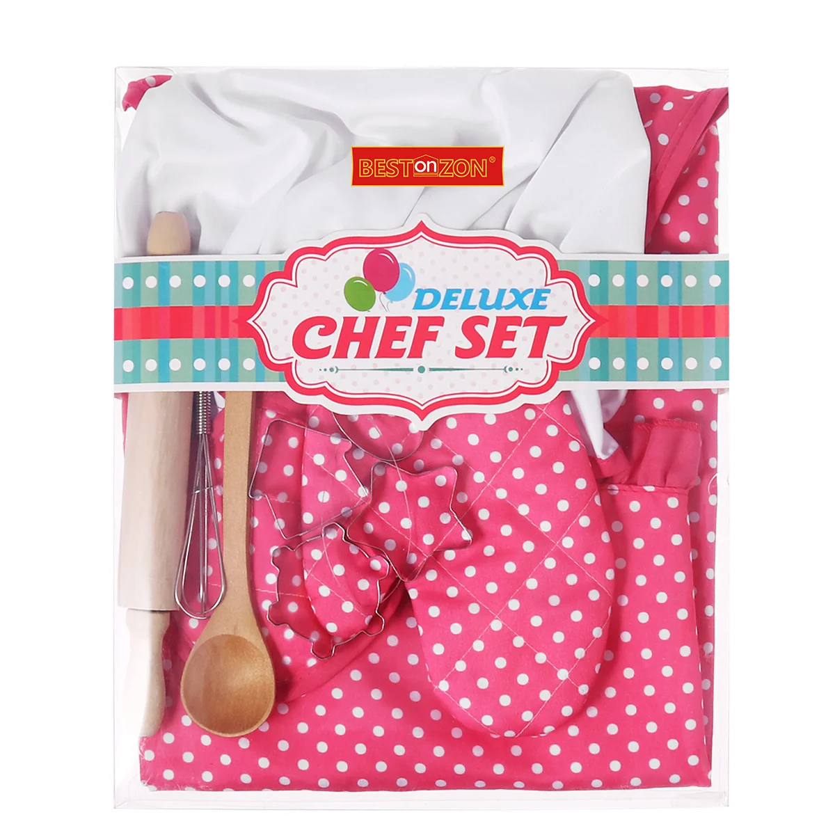 

11Pcs Kids Complete Kitchen Role Play Costume Includes Chef Hat Apron Oven Mitt Rolling Pin Wooden Utensils Cooking