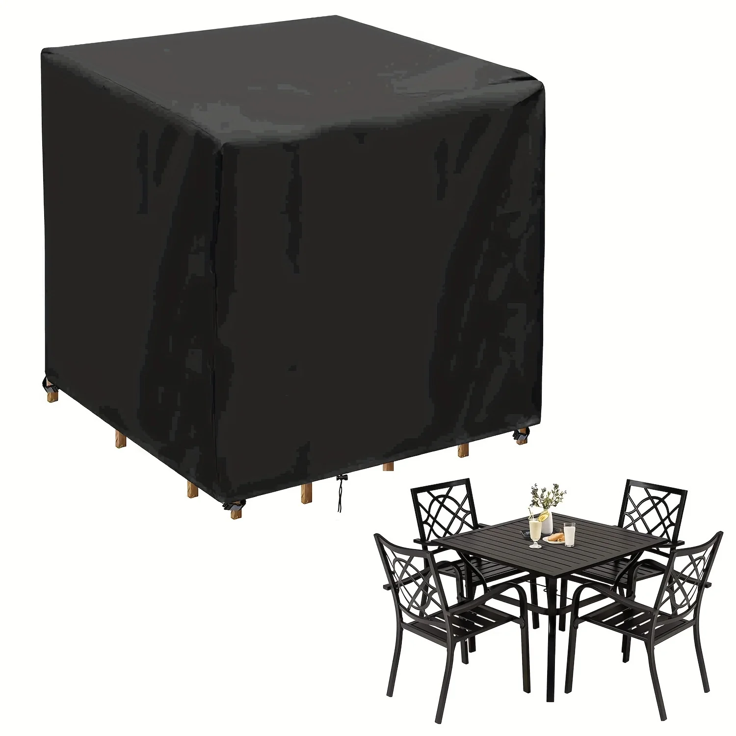 300 Sizes Heavy Duty Square Patio Furniture Cover Set UV Resistant All Weather Outdoor Table and Chair Protection