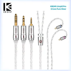 KBEAR-Cabo de Fone de Ouvido Prata Pura, Limpid Pro, 8 Core, HIFI, Wired, Headphone, Earbuds, Headset Connector, KS1, KS2, Lark, KZ, IEMS