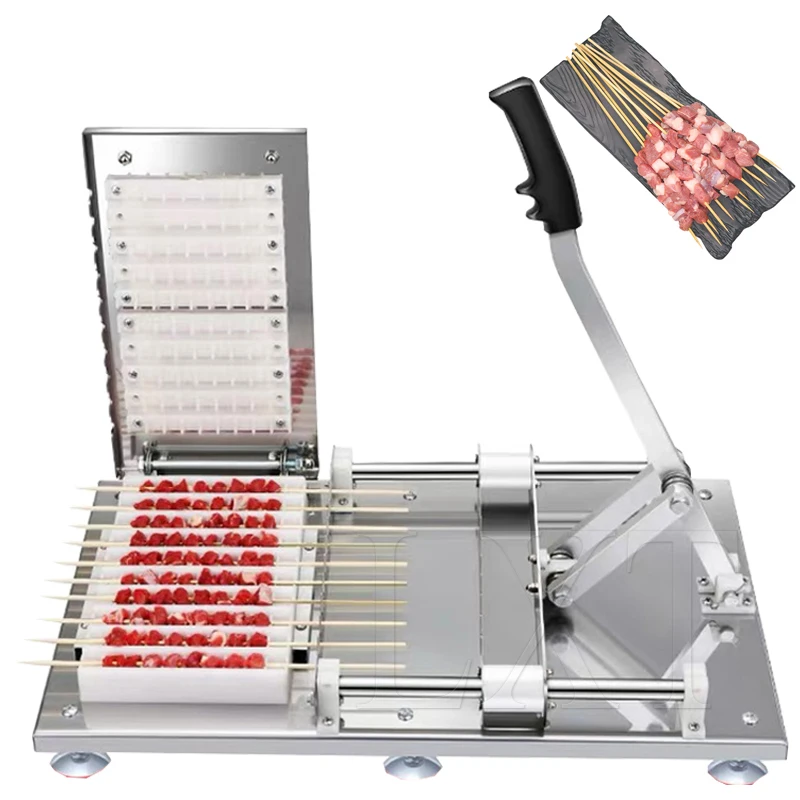 Barbecue Stringer Box Machine Manual Stainless Steel  Meat Lamb Satay Skewer Machine