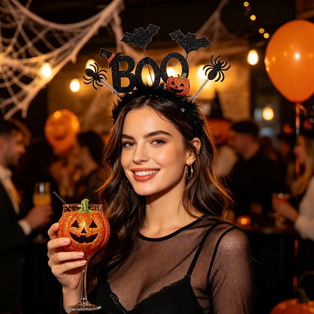 Ghost Bat Hairband Eye Catching Festival Hair Accessory Halloween Headband Festive Halloween Hair Accessory For Theme Gathering