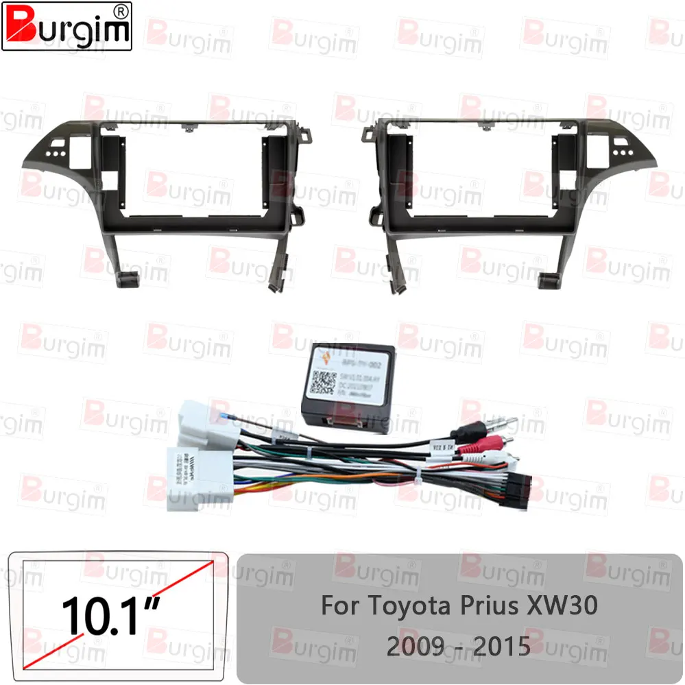 Car Radio Fascias For Toyota Prius XW30 2009 - 2015 10 inch 2DIN Stereo Panel Harness Wiring Power Cable Adapter Canbus Decoder