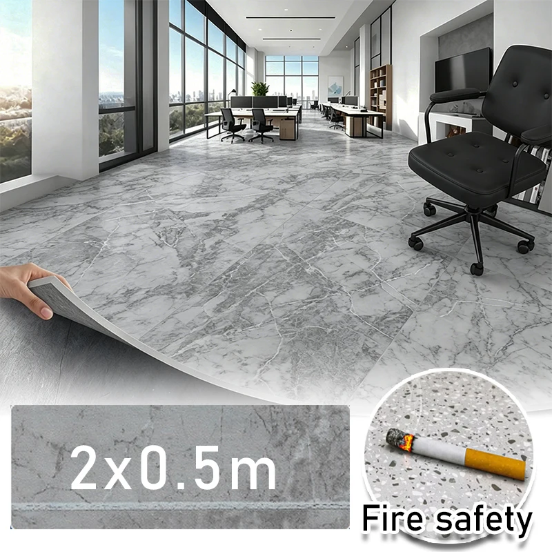PVC Vinyl Flooring Thickened Wear Resistant Waterproof Floor Mat Peel and Stick for Living Room Hotel Shop
