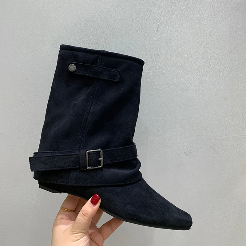 

Trend Flats Women's Boots Leather Shoes Goth Chelsea Short Boots Woman 2025 Winter Walking Running Shoes Buckle Mujer Snow Botas