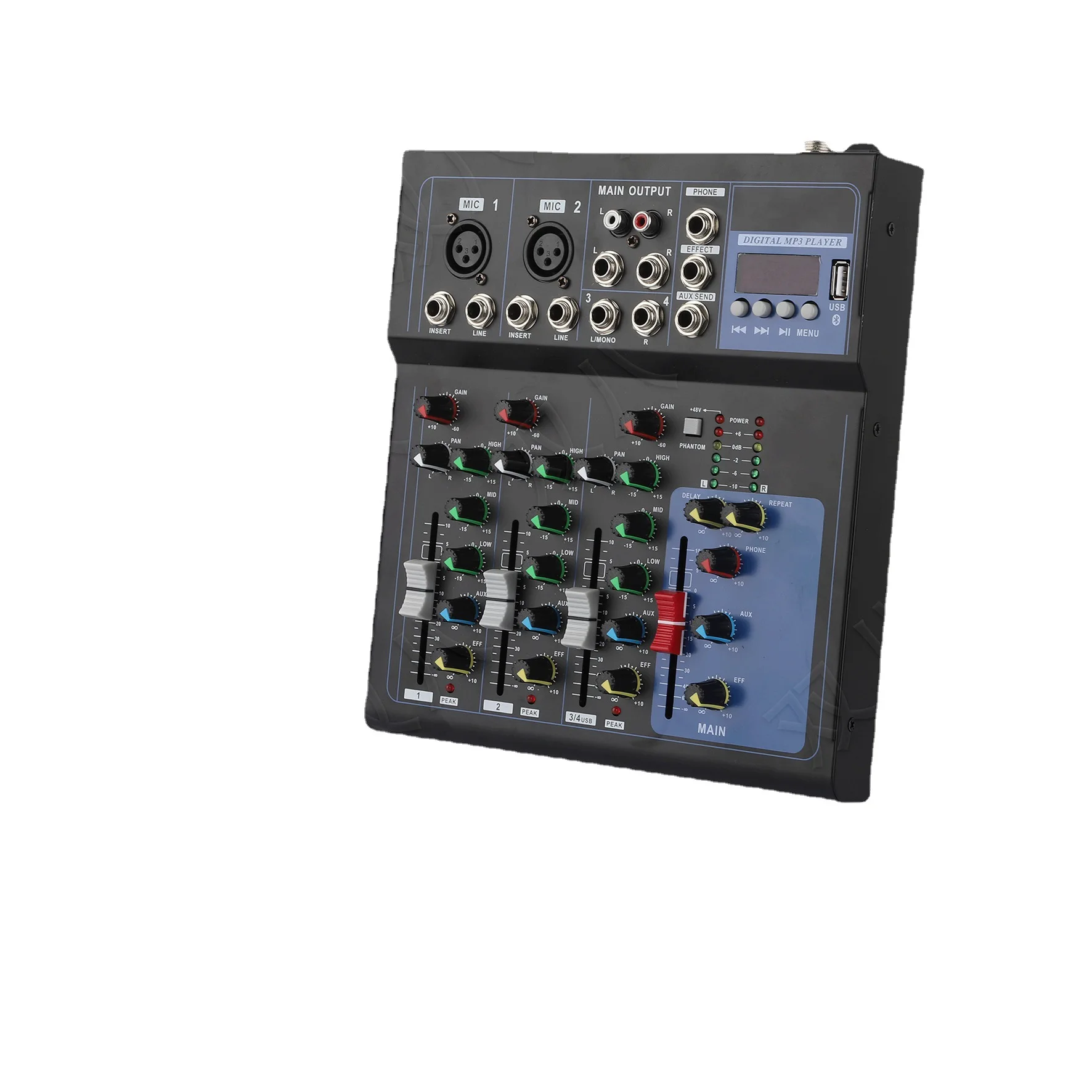 Can be connected to the rear power amplifier reverb effect, suitable for wedding stage outdoor bar professional mixer F4-USB