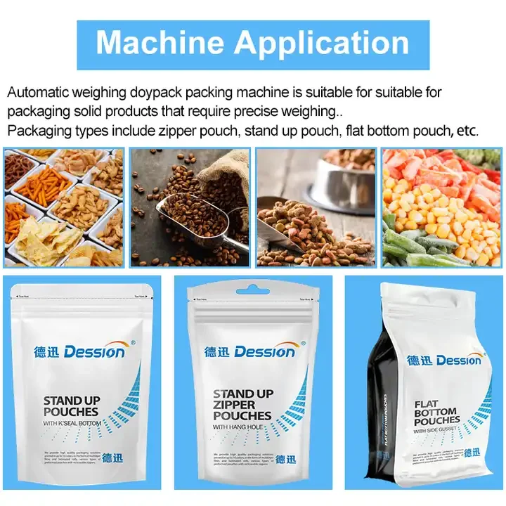 Automatic Roast Coffee Beans Pouch Weighing Filling Packing Machine Doypack Bag Kidney Bean Rice Vacuum Packaging Machine