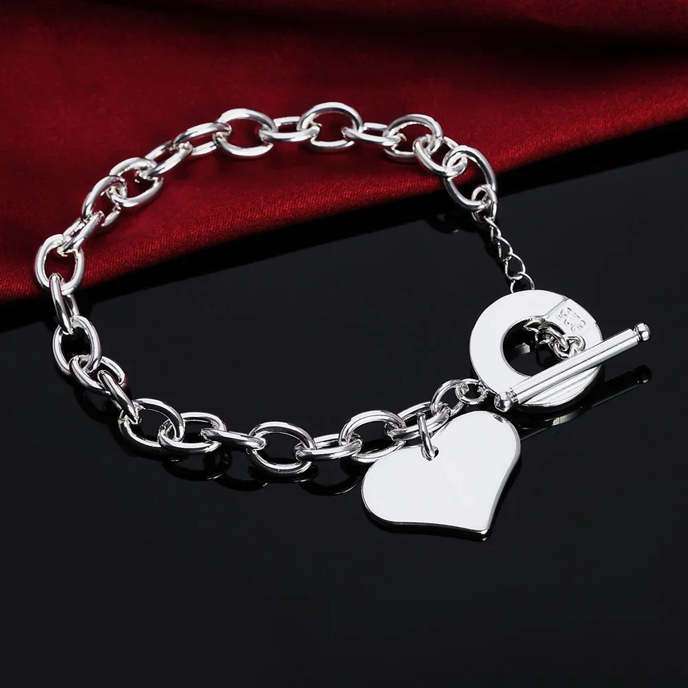 Special offer Hot new 925 Sterling Silver heart card chain Bracelets for women party romantic Holiday gifts fine luxury Jewelry