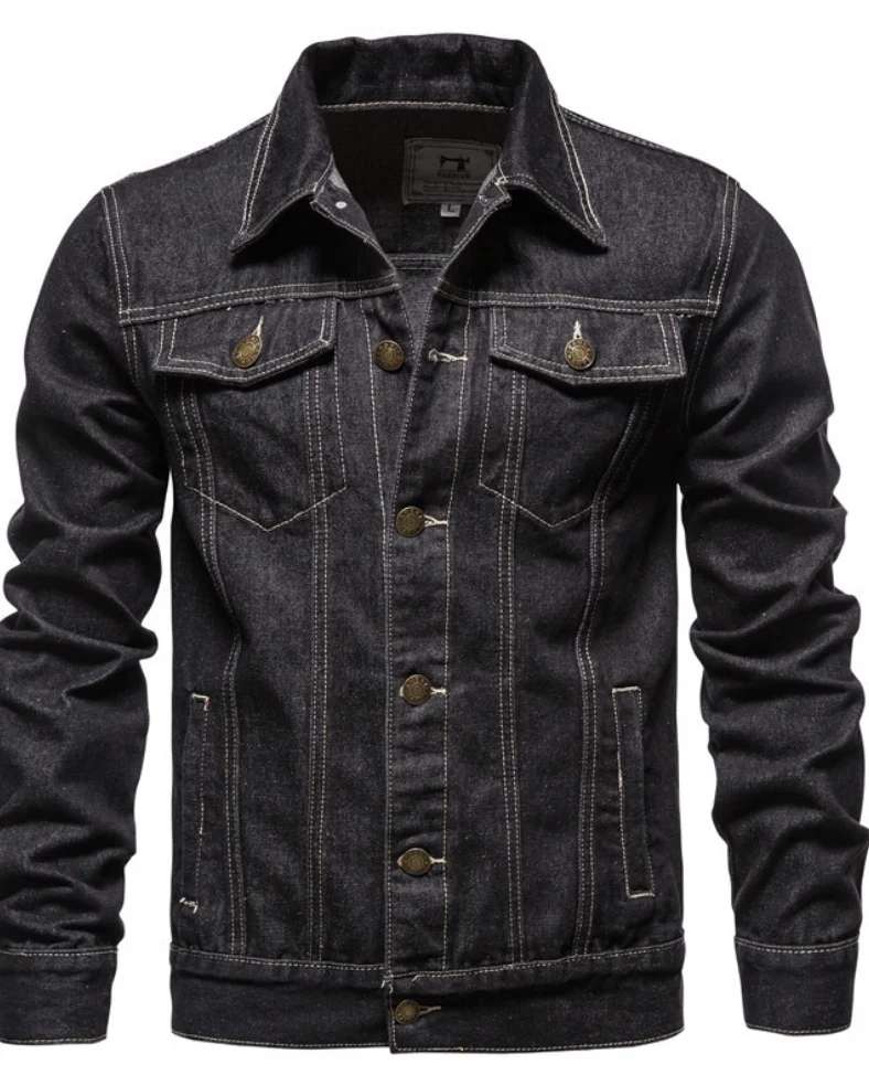 

Men's Denim Jacket Men's Denim Coat Large Size Fashion Casual Cardigan Coat Wholesale Can Be Customized Pattern DIY