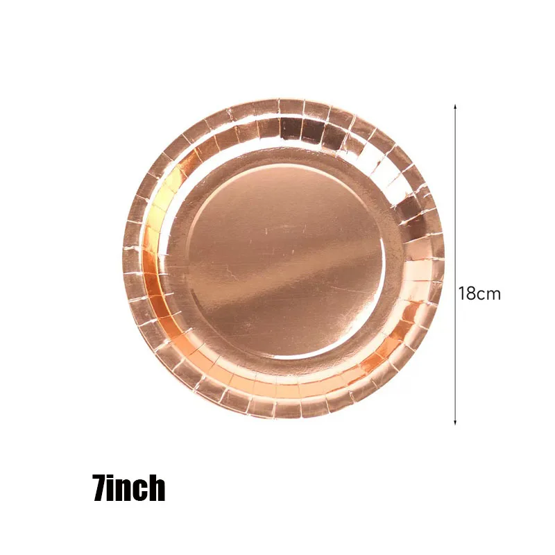 Roségold Einweg-Geschirrset, Pappbecher, Teller, Servietten, Tischdecken, Strohhalme, Verlobung, Hochzeit, Geburtstagsparty-Zubehör – Detail 3