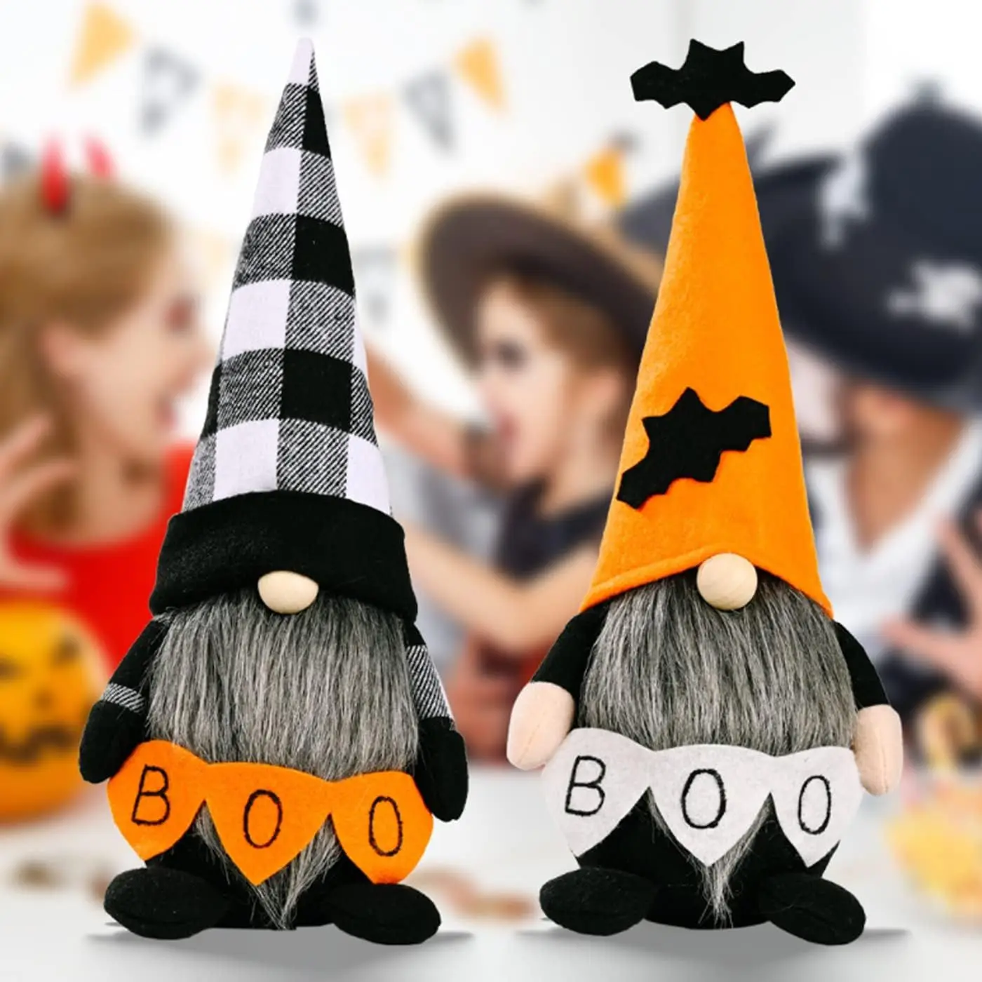 2 Pack Halloween Gnomes Plush Decor,Handmade Witch Swedish Tomte Gnome Nisse Scandinavian Ornaments Elf Dwarf for Home Halloween