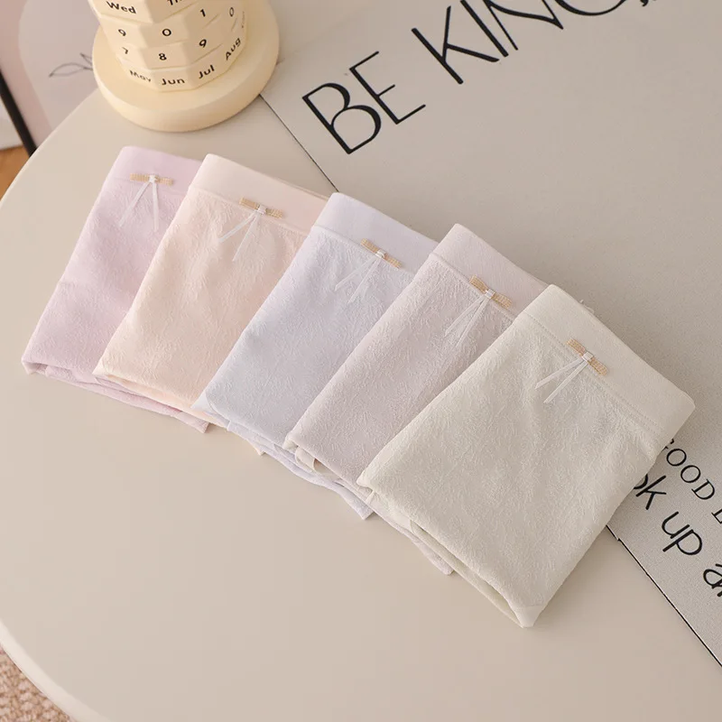 Textured dark-patterned antibacterial crotch underwear for women, bow-shaped mid-waist triangle pants