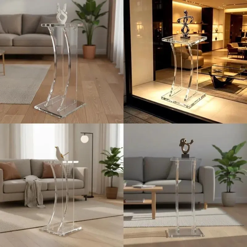Floor to Ceiling Acrylic Speaker Bracket Transparent Podium Stand Portable Reception Desk Clear Display Holder for Events