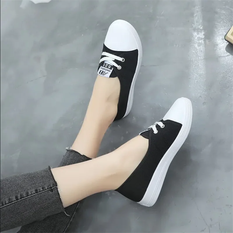 Women Canvas Shoes Soft Bottom Women\'s Shoes Shallow Flat Woman Shoes Leisure Sports White Non Slip Shoes Youth Women\'s Shoes