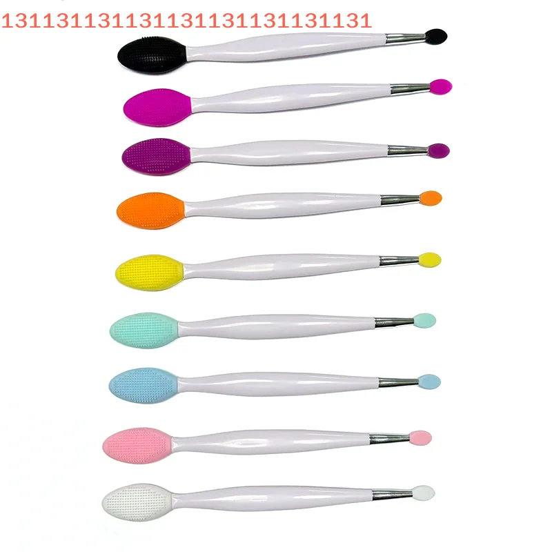 Aplicador de limpeza de nariz, bálsamo labial e batom mais suave, escova de silicone de duas cabeças, cuidados com a pele facial, ferramenta de limpeza esfoliante