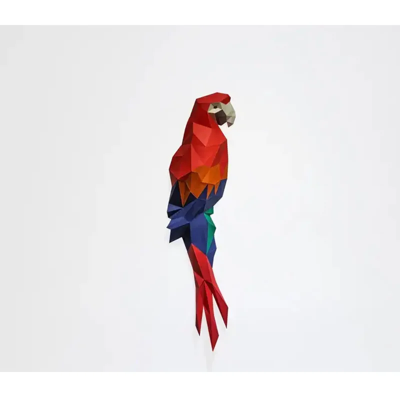 Parrot 3D Paper Model  DIY Origami Bird Animal Hanging Wall Decoration Home Room Ornaments Low Poly Macaw Paper Craft Adult Toys