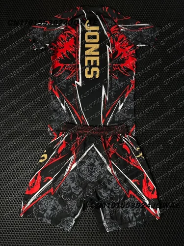 Imagen 2 del producto Nuevo UFC Top Fighters Jon Jones combate evento camiseta pantalones cortos hombres transpirable Jersey lucha correr conjunto absorbente de sudor