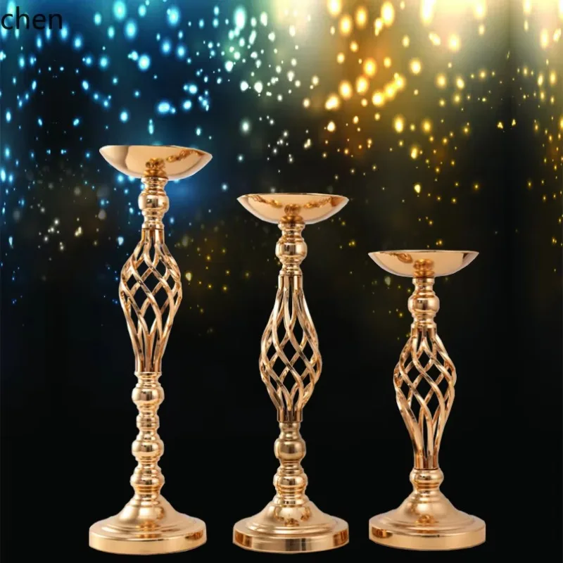 

Hxl wedding twist large candlestick golden flower pot electroplated iron art jewelry ornament
