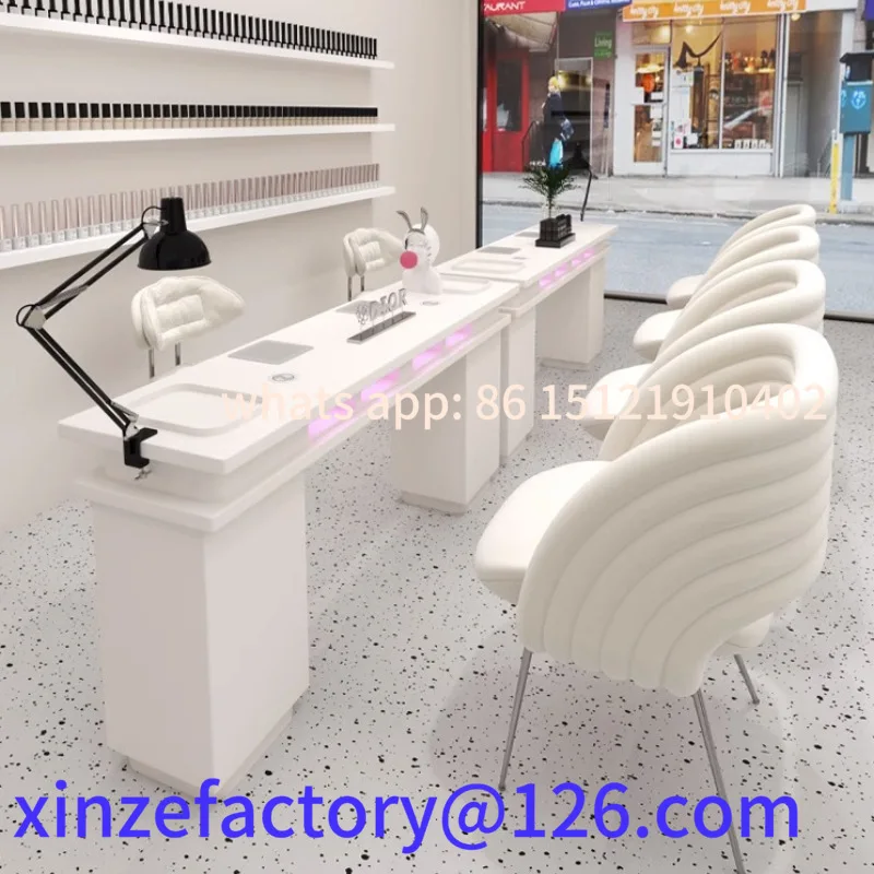 

Customizable Cream Style Nail Art Table and Chair Set Combination