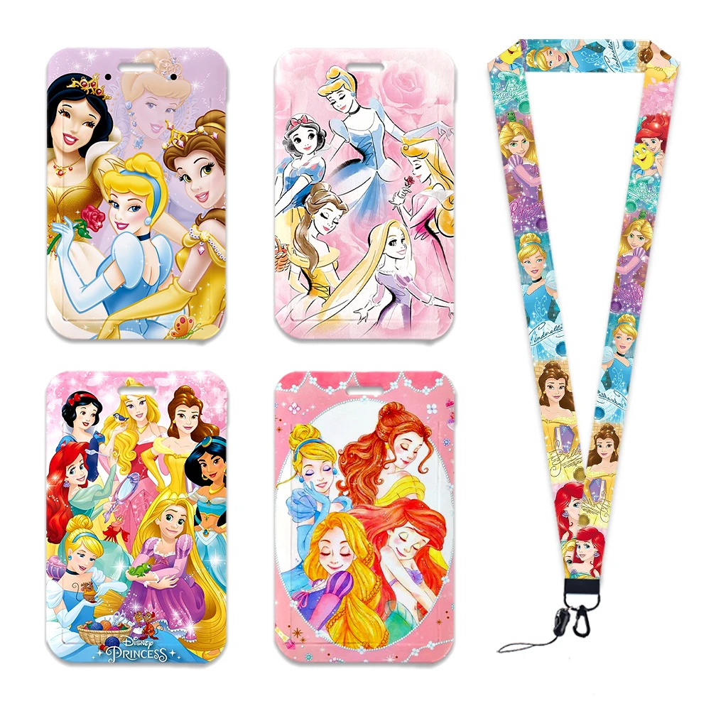 

Disney Princess New Arrival Card Holder Student Keychain Girl Bus Metro Protective School Card Cover Kid Personalized Gifts