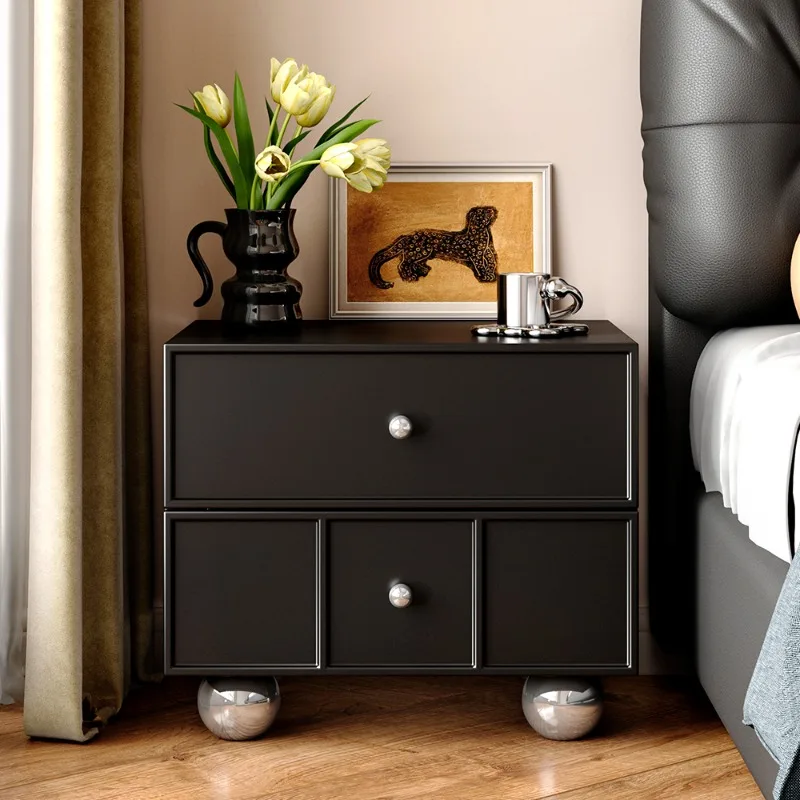 

French bedroom bedside table, retro light luxury, chest of drawers, modern simple Bauhaus, small bedside storage cabinet
